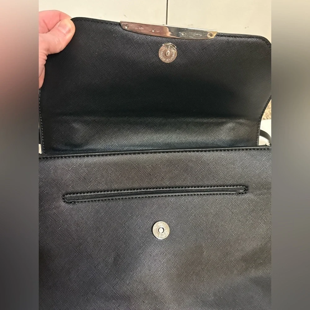 NWOT Dana Buchman Convertible Black Leather Satchel w/ Removable Shoulder Strap